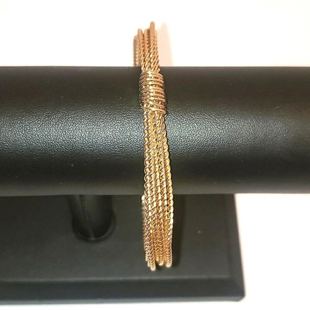 Twisted Rope Bangle Stackable Wrapped Boho Neutra… - image 2